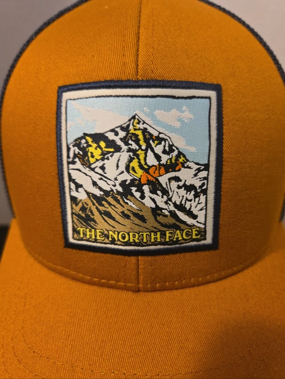 The North Face FlexFit Trucker Hat Brown/Navy Mountain Patch S/M Unisex